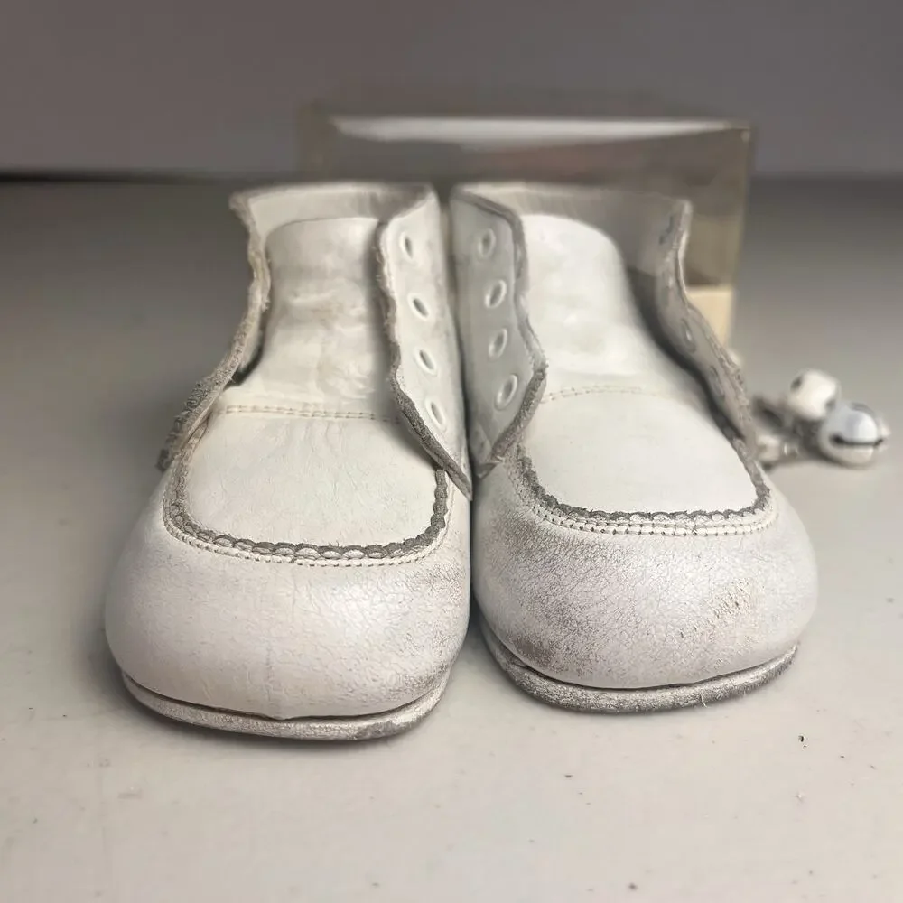 Vintage 1950's Baby Deer Trainer Shoes White Leather Original Box & Pin Bells